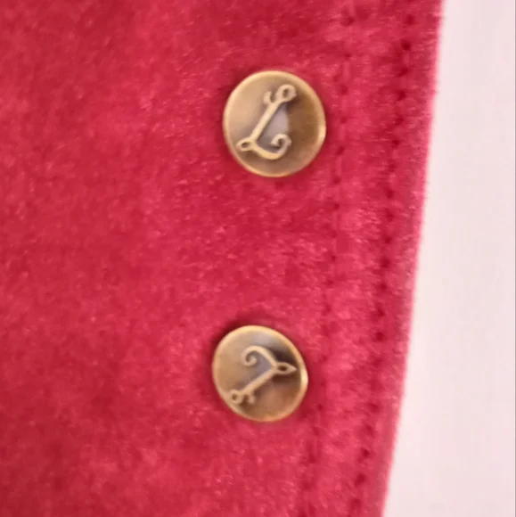 Live A Little Vintage 90's Jacket Top Red Raspberry Leather Button Down - Picture 13 of 15